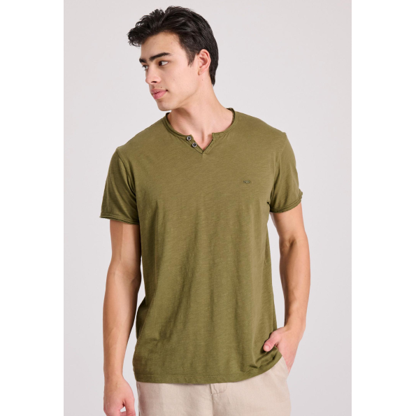 Ανδρικο t-shirt FUNKY BUDDHA FBM009-004-04 χακί Ανδρικά