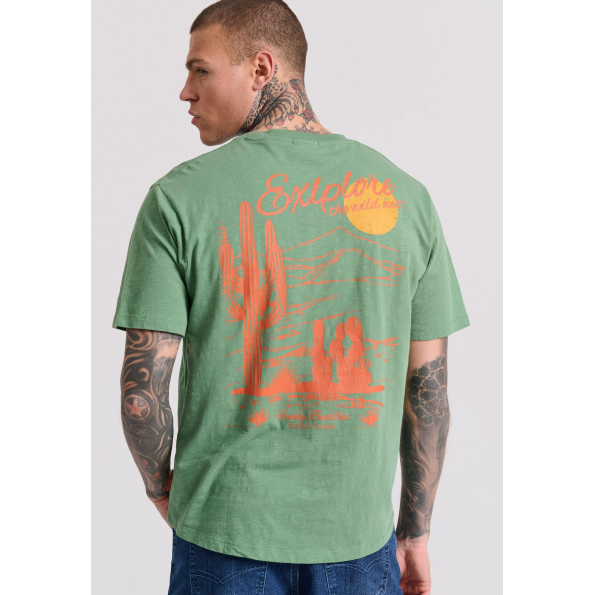Aνδρικό t-shirt FUNKY BUDDHA FBM009-039-04 πράσινο Ανδρικά