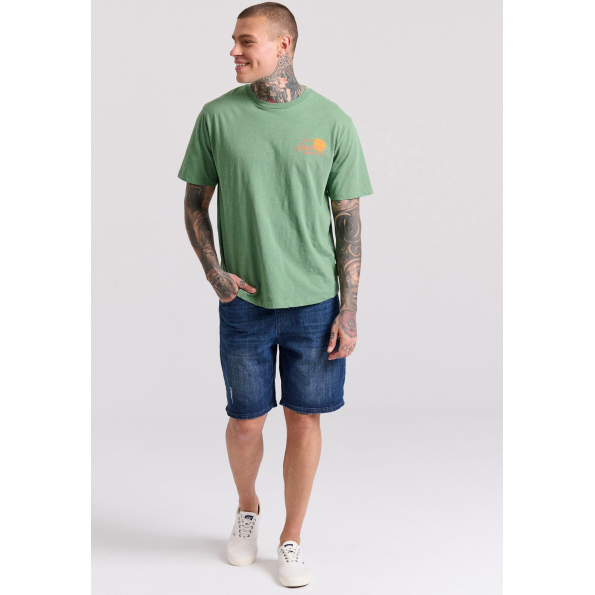 Aνδρικό t-shirt FUNKY BUDDHA FBM009-039-04 πράσινο Ανδρικά