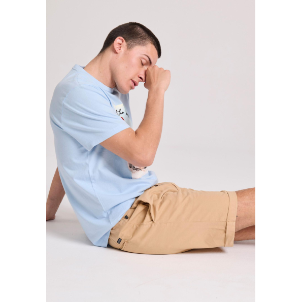Ανδρική chino βερμούδα FUNKY BUDDHA  FBM009-012-03 μπεζ Ανδρικά