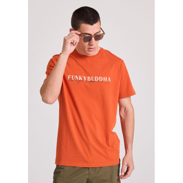 Ανδρικό t-shirt FUNKY BUDDHA FBM009-095-04 πορτοκαλί