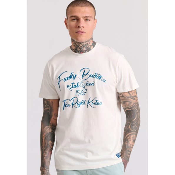 Ανδρικό t-shirt FUNKY BUDDHA FBM009-097-04 λευκό