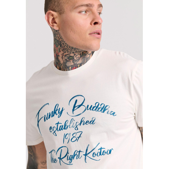 Ανδρικό t-shirt FUNKY BUDDHA FBM009-097-04 λευκό Ανδρικά