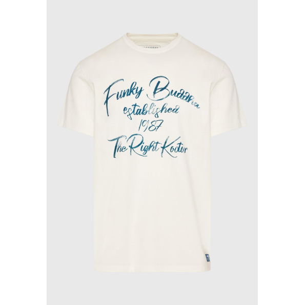 Ανδρικό t-shirt FUNKY BUDDHA FBM009-097-04 λευκό Ανδρικά