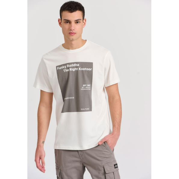 Ανδρικό t-shirt FUNKY BUDDHA FBM009-311-04 λεύκο