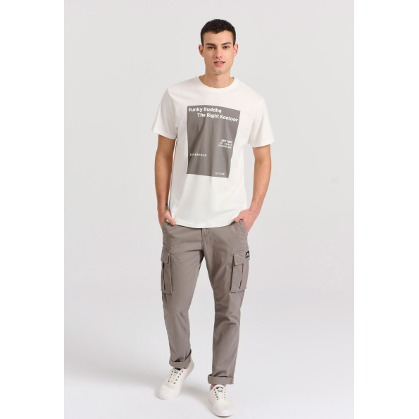 Ανδρικό t-shirt FUNKY BUDDHA FBM009-311-04 λεύκο Ανδρικά