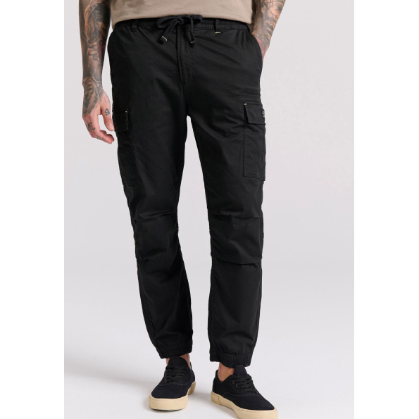 Ανδρικό cargo παντελόνι FUNKY BUDDHA  FBM009-034-02 μαύρο