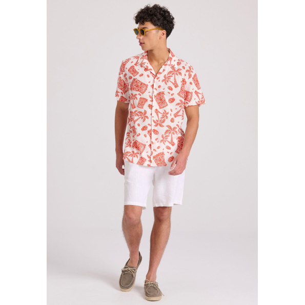 Ανδρικό κοντομάνικο πουκάμισο FUNKY BUDDHA FBM009-037-05 εμπριμέ Ανδρικά