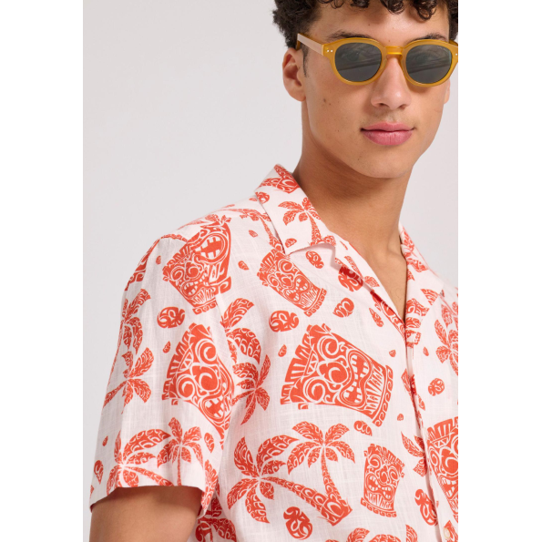 Ανδρικό κοντομάνικο πουκάμισο FUNKY BUDDHA FBM009-037-05 εμπριμέ Ανδρικά