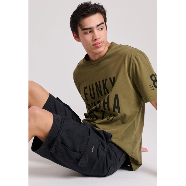 Ανδρική cargo βερμούδα FUNKY BUDDHA FBM009-031-03 μαύρη Ανδρικά