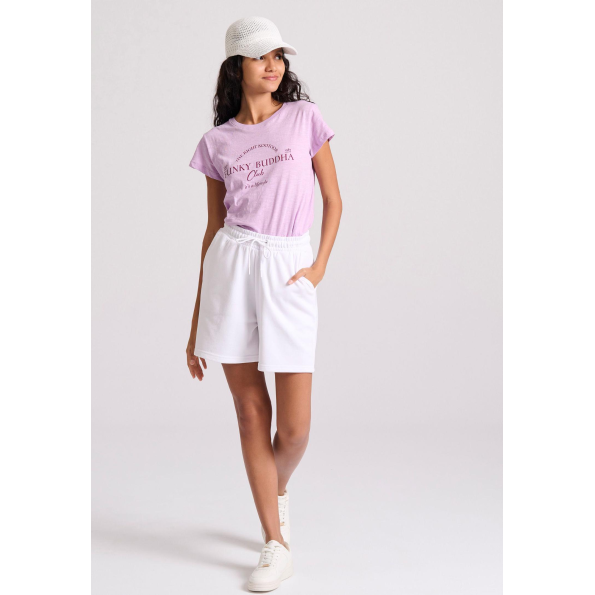Γυναικεία αθλητική βερμούδα FUNKY BUDDHA FBL009-124-03 λευκή Γυναικεία