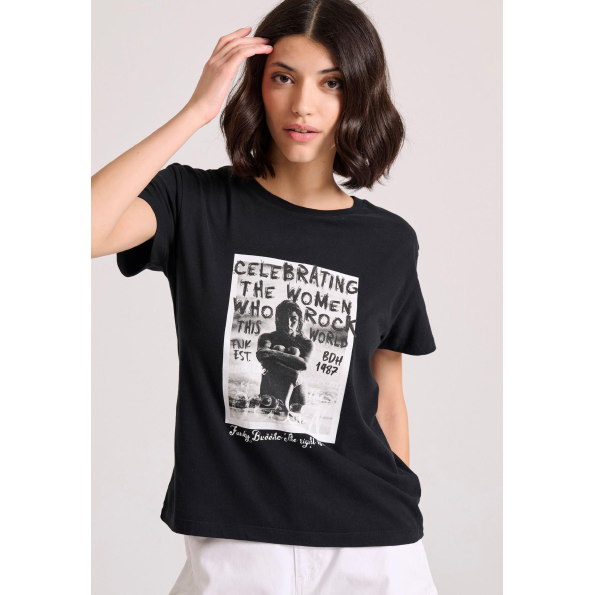 Γυναικείο t-shirt  FUNKY BUDDHA FBL009-124-04 μαύρο