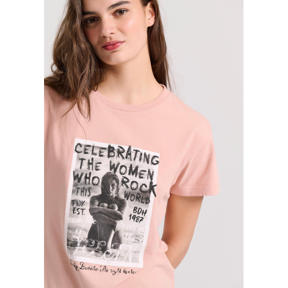 Γυναικείο t-shirt FUNKY BUDDHA  FBL009-124-04 ροζ