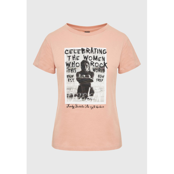 Γυναικείο t-shirt FUNKY BUDDHA  FBL009-124-04 ροζ