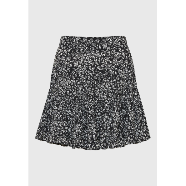 Γυναικεία mini φούστα FUNKY BUDDHA FBL009-107-14 μαύρο λευκό φλοράλ