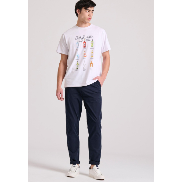 Ανδρικό t-shirt FUNKY BUDDHA FBM009-304-04 λευκό Ανδρικά