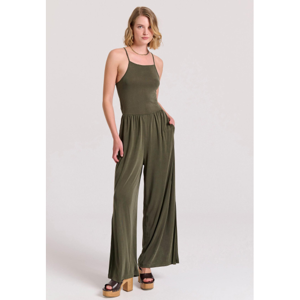 Γυναικεία ολόσωμη φόρμα FUNKY BUDDHA FBL009-101-12 χακί 