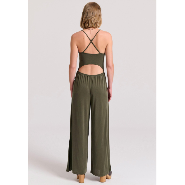Γυναικεία ολόσωμη φόρμα FUNKY BUDDHA FBL009-101-12 χακί  Γυναικεία