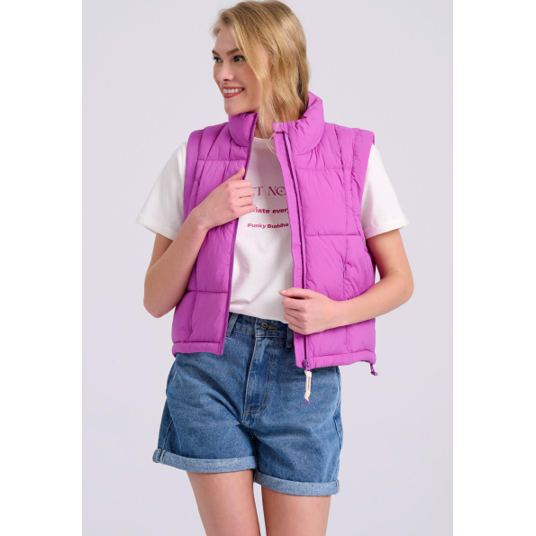 Γυναικείο αμάνικο μπουφάν FUNKY BUDDHA FBL009-101-01 μοβ  Γυναικεία