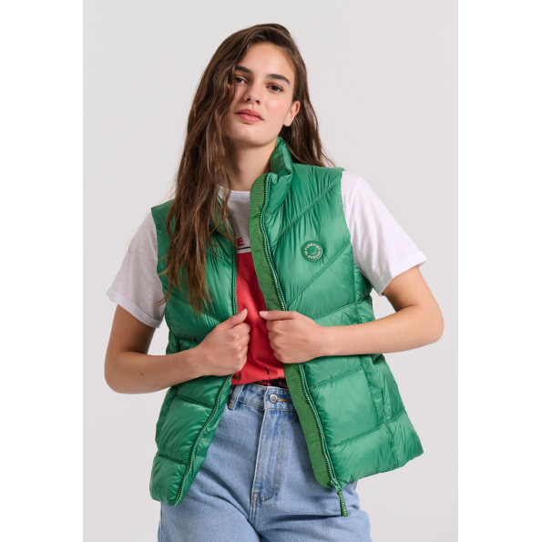 Γυναικείο αμάνικο μπουφάν FUNKY BUDDHA FBL009-100-01 πράσινο