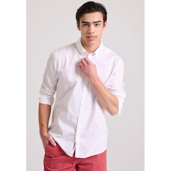 Ανδρικό πουκάμισο FUNKY BUDDHA garment dyed  FBM009-015-05 λευκό  Ανδρικά