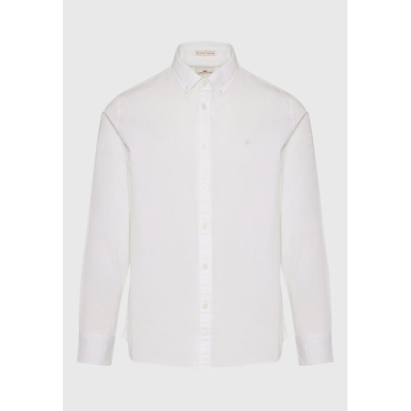 Ανδρικό πουκάμισο FUNKY BUDDHA garment dyed  FBM009-015-05 λευκό  Ανδρικά