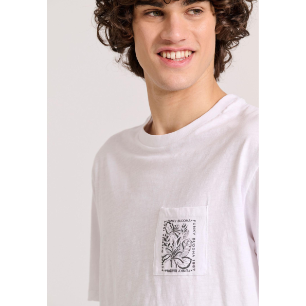 Ανδρικό t-shirt FUNKY BUDDHA  FBM009-066-04 λευκό  Ανδρικά