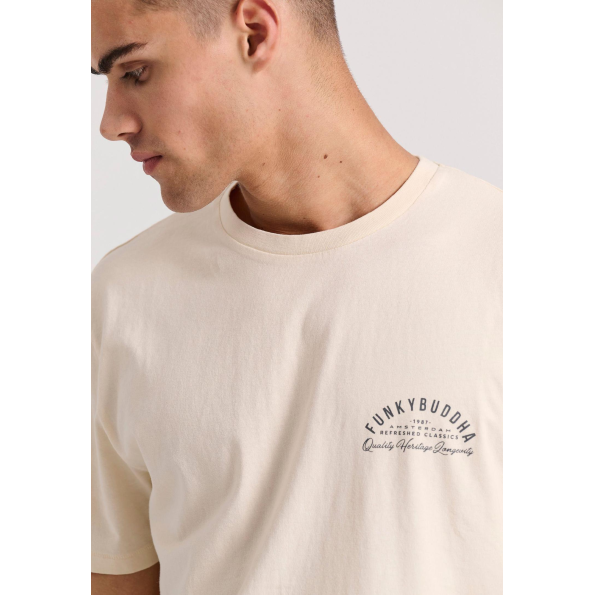 Ανδρικό t-shirt FUNKY BUDDHA FBM009-043-04 εκρού  Ανδρικά