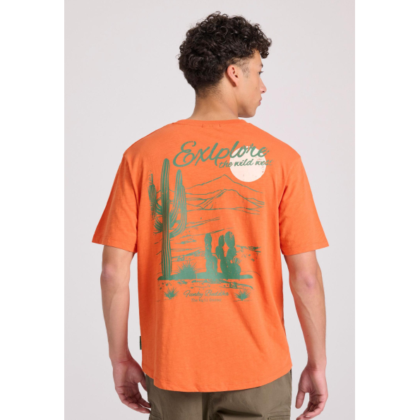 Ανδρικό t-shirt FUNKY BUDDHA FBM009-039-04 πορτοκαλί