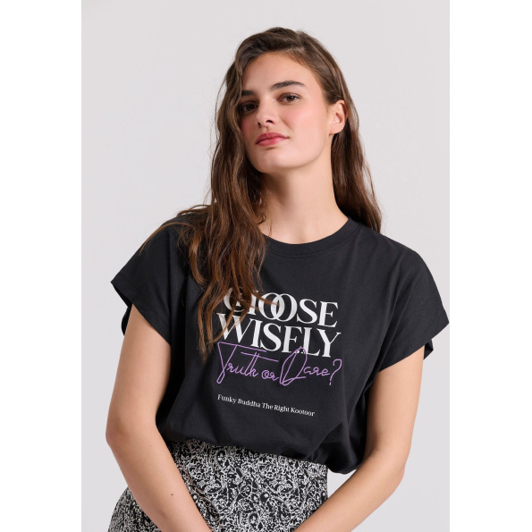 Γυναικείο t-shirt FUNKY BUDDHA FBL009-111-04 μαύρο