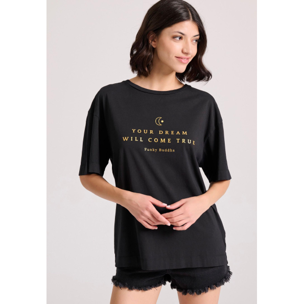 Γυναικείο t-shirt FUNKY BUDDHA FBL009-167-04 μαύρο 