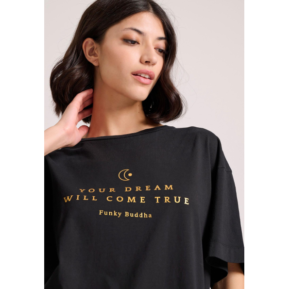 Γυναικείο t-shirt FUNKY BUDDHA FBL009-167-04 μαύρο  Γυναικεία