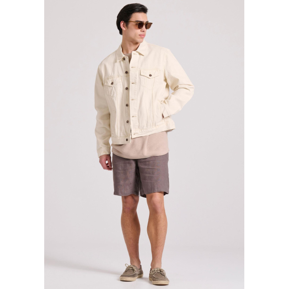 Ανδρική λινή chino βερμούδα FUNKY BUDDHA  FBM009-009-03 καφέ  Ανδρικά