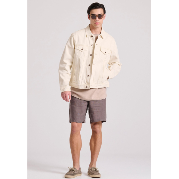 Ανδρική λινή chino βερμούδα FUNKY BUDDHA  FBM009-009-03 καφέ  Ανδρικά