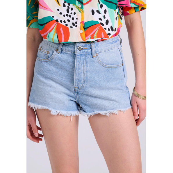 Γυναικείο τζιν σορτς FUNKY BUDDHA cutoff FBL009-166-03 ανοιχτό μπλε 