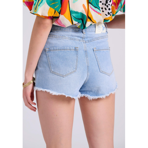 Γυναικείο τζιν σορτς FUNKY BUDDHA cutoff FBL009-166-03 ανοιχτό μπλε  Γυναικεία