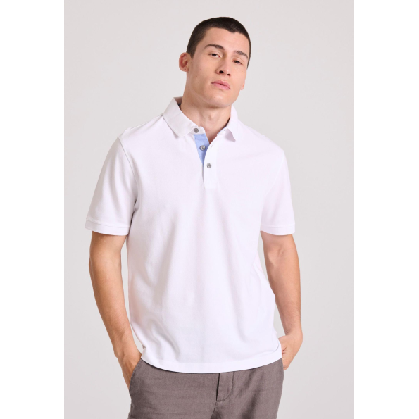 Ανδρική κοντομάνικη μπλούζα πόλο FUNKY BUDDHA FBM009-010-11 λευκό 