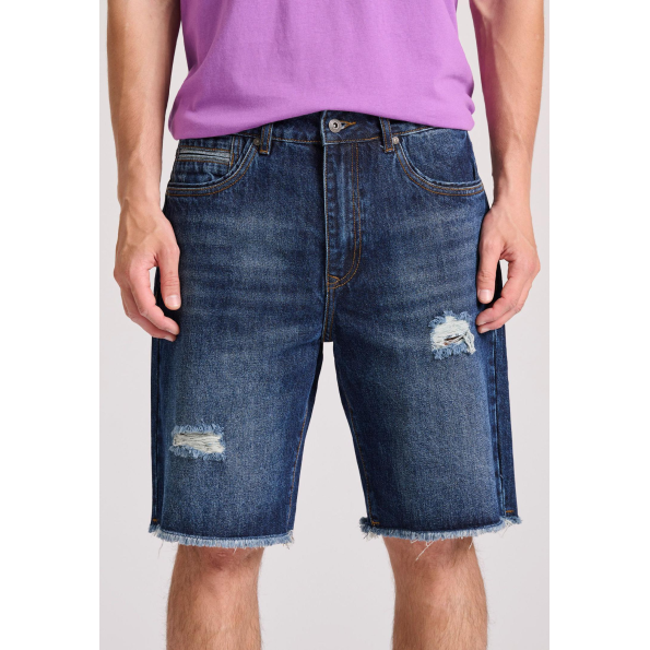 Ανδρική jean βερμούδα FUNKY BUDDHA FBM009-080-03 μπλε 