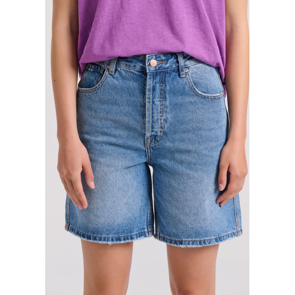 Γυναικείο τζιν βερμούδα FUNKY BUDDHA FBL009-165-03 μπλε