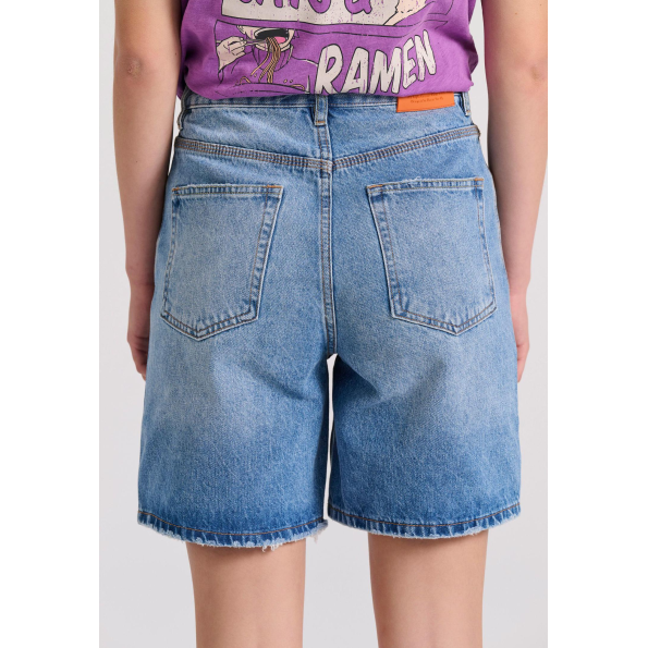 Γυναικείο τζιν βερμούδα FUNKY BUDDHA FBL009-165-03 μπλε