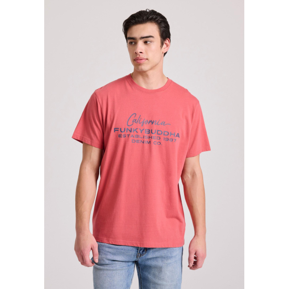 Ανδρικό t-shirt FUNKY BUDDHA FBM009-017-04 κόκκινη
