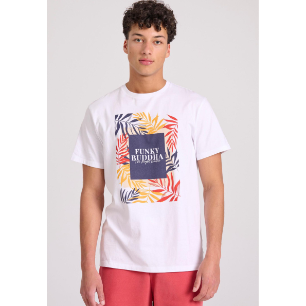 Ανδρικό t-shirt FUNKY BUDDHA  FBM009-068-04 λευκό 