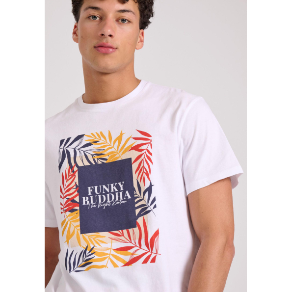 Ανδρικό t-shirt FUNKY BUDDHA  FBM009-068-04 λευκό  Ανδρικά