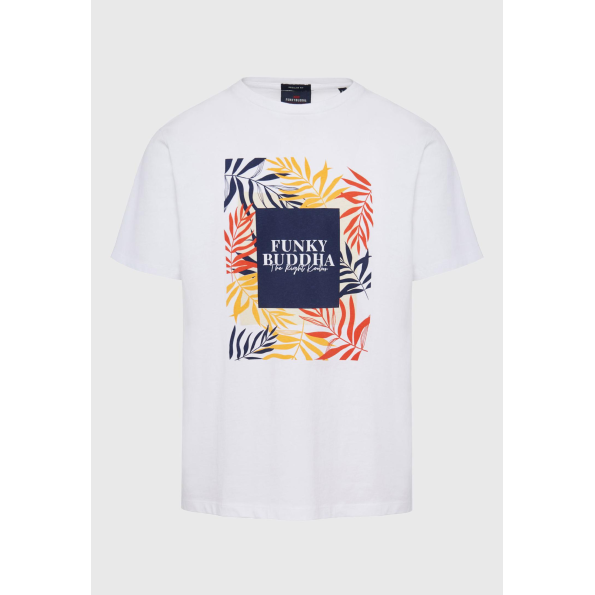 Ανδρικό t-shirt FUNKY BUDDHA  FBM009-068-04 λευκό  Ανδρικά