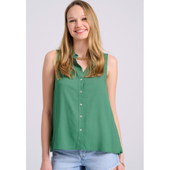Γυναικείο αμάνικο πουκάμισο FUNKY BUDDHA FBL009-101-05 πράσινο