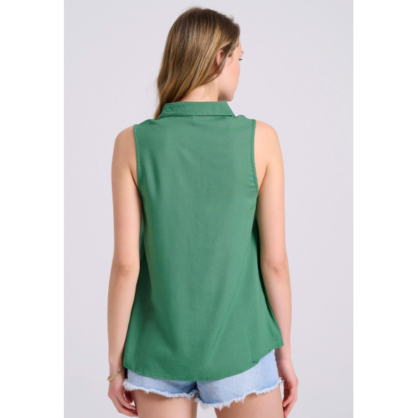 Γυναικείο αμάνικο πουκάμισο FUNKY BUDDHA FBL009-101-05 πράσινο