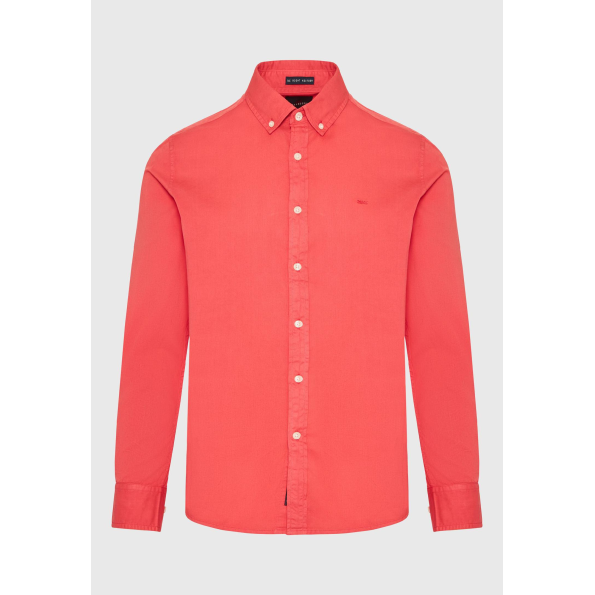 Ανδρικό πουκάμισο FUNKY BUDDHA garment dyed FBM009-015-05 κόκκινο  Ανδρικά