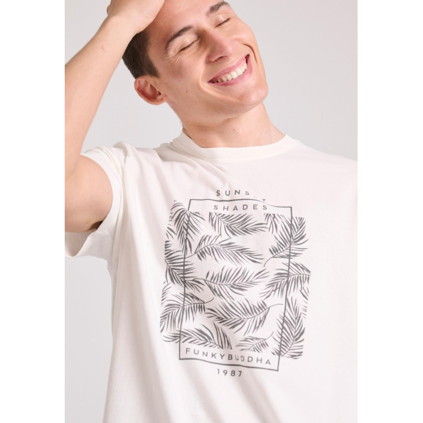 Ανδρικό t-shirt FUNKY BUDDHA FBM009-065-04 λευκό Ανδρικά
