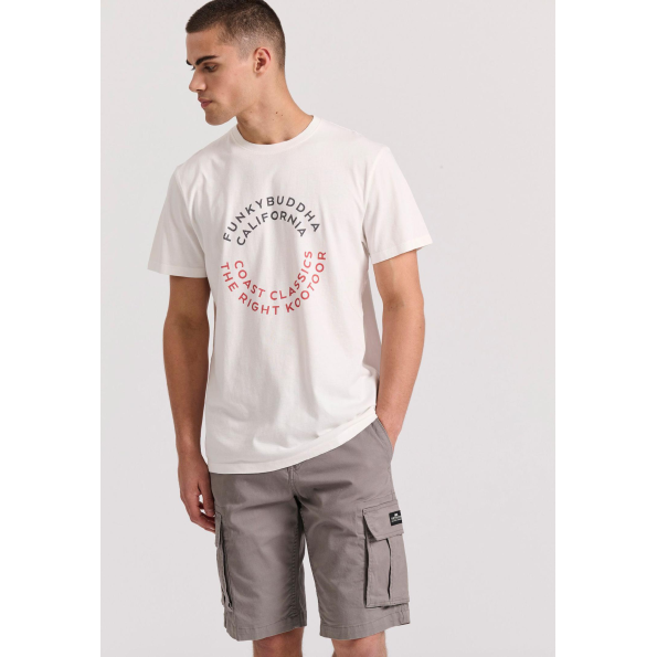 Ανδρικό t-shirt FUNKY BUDDHA FBM009-089-04 λευκό  Ανδρικά