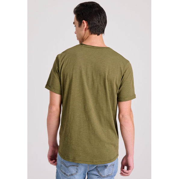Aνδρικό t-shirt FUNKY BUDDHA FBM009-005-04 χακί Ανδρικά